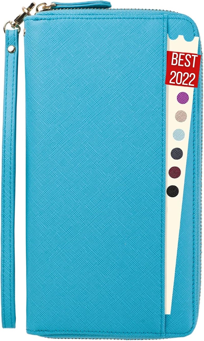Apadi Travel Document Organizer - RFID Passport Wallet Case Family Holder Id Wristlet - Image 1